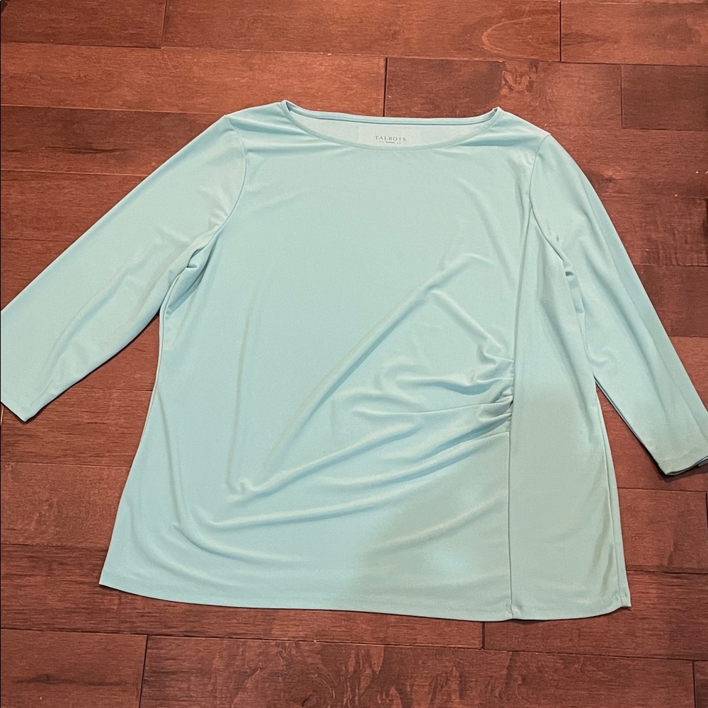 Talbots Soft Aqua Long Sleeve Top